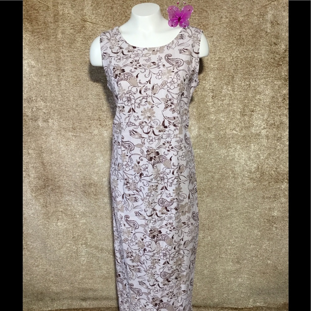 JACLYN SMITH Linen Sleeveless Sheath Maxi …